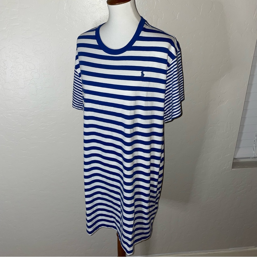 🎉HP🎉New! Polo Ralph Lauren Blue Stripe Oversized Fit Cotton T Shirt Dress XL - Picture 3 of 13